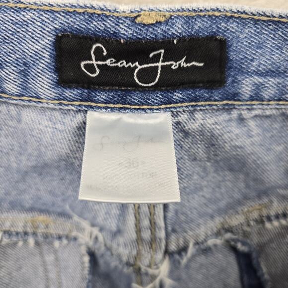 Vintage Sean John Jeans Mens 36x31 Blue Y2K Baggy Wide Skater Hip Hop Faded - Picture 6 of 16